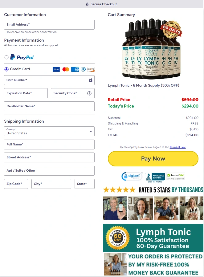 Lymph Tonic Secure Order Page — Checkout